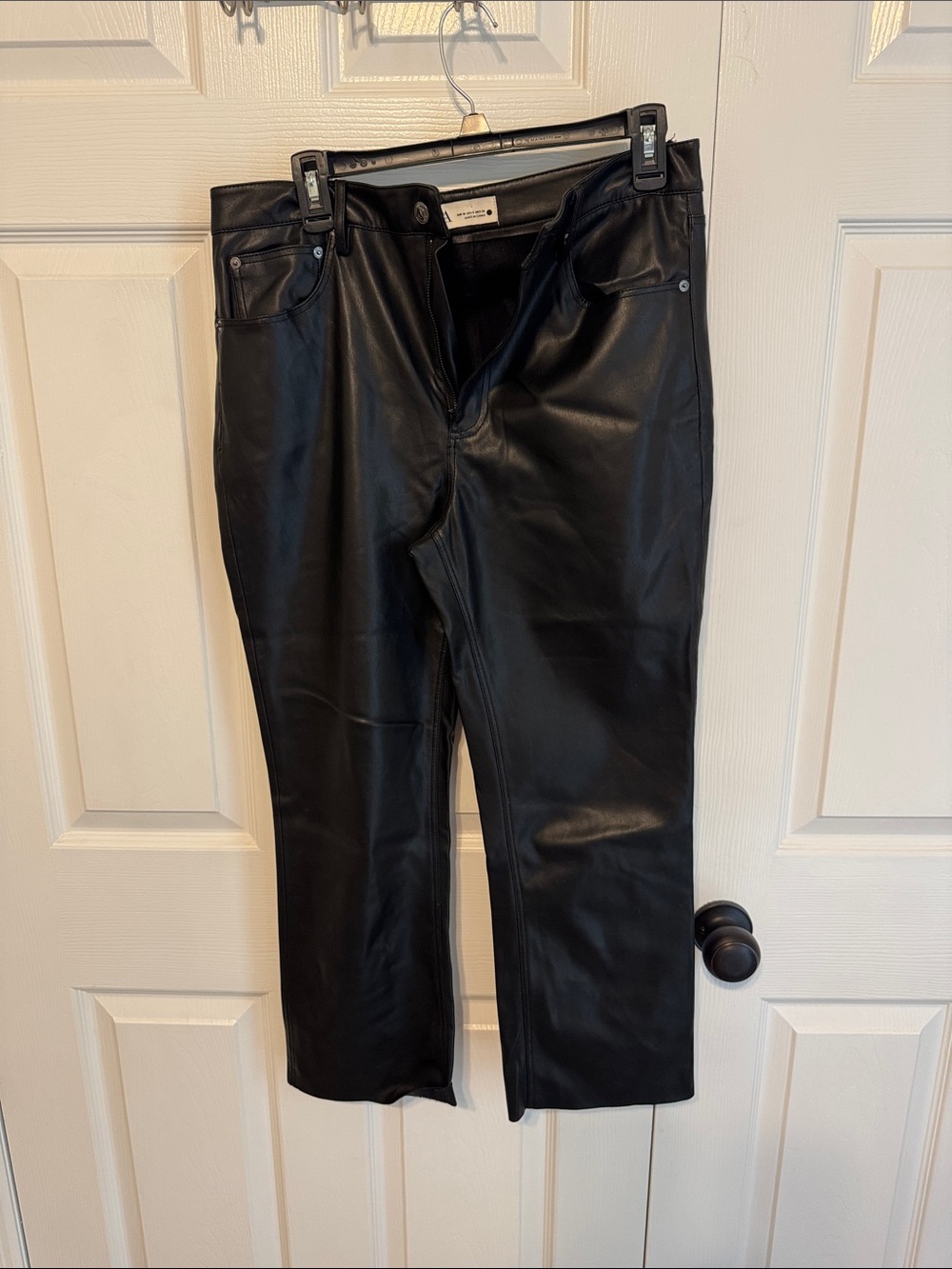 Zara Black Faux Leather Straight-Leg Pants
